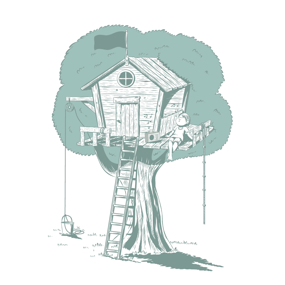 Illustration d'une cabane dans un arbre
