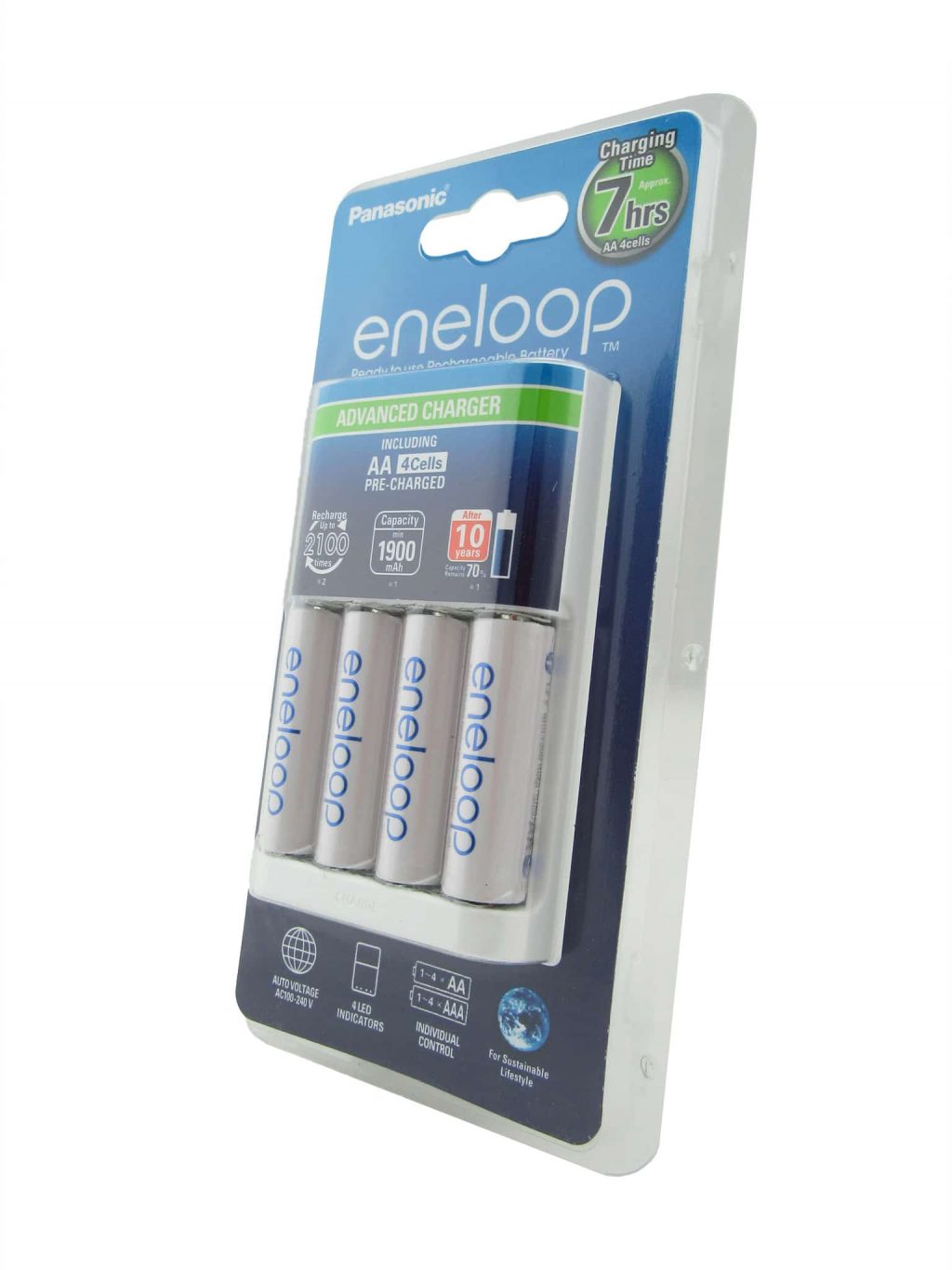 Eneloop charger including AA-size rechargeable batteries