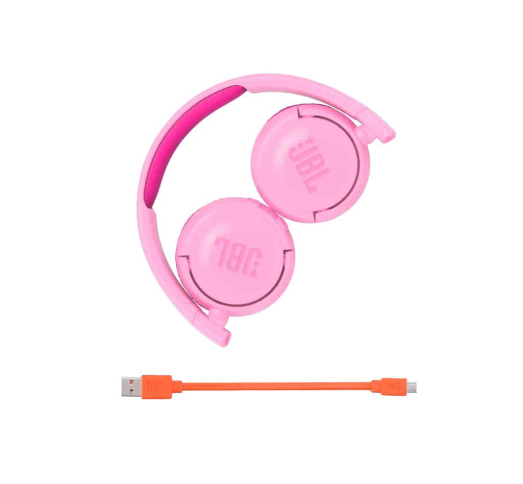 Écouteurs Bluetooth JBL JR300 pour enfants - rose - avec câble de recharge